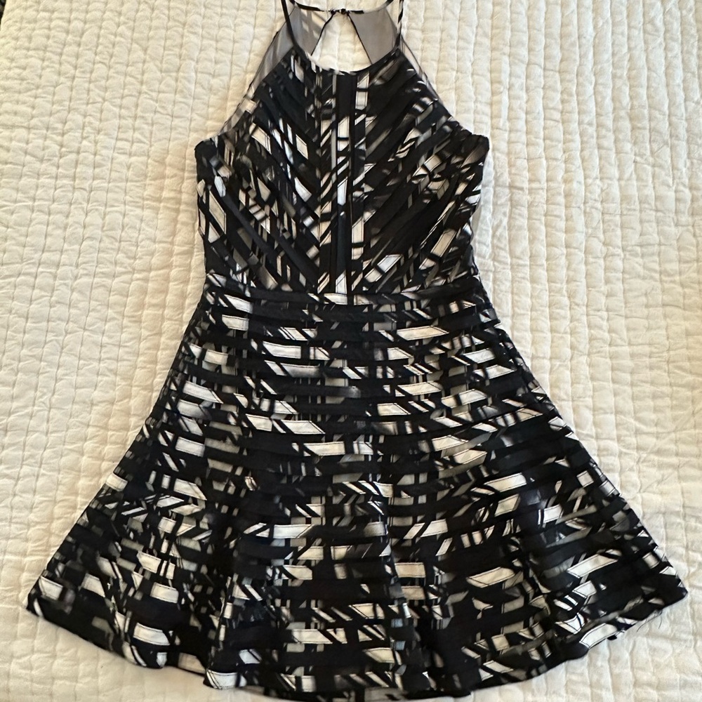 Stylish Black and White Cocktail Mini Dress
